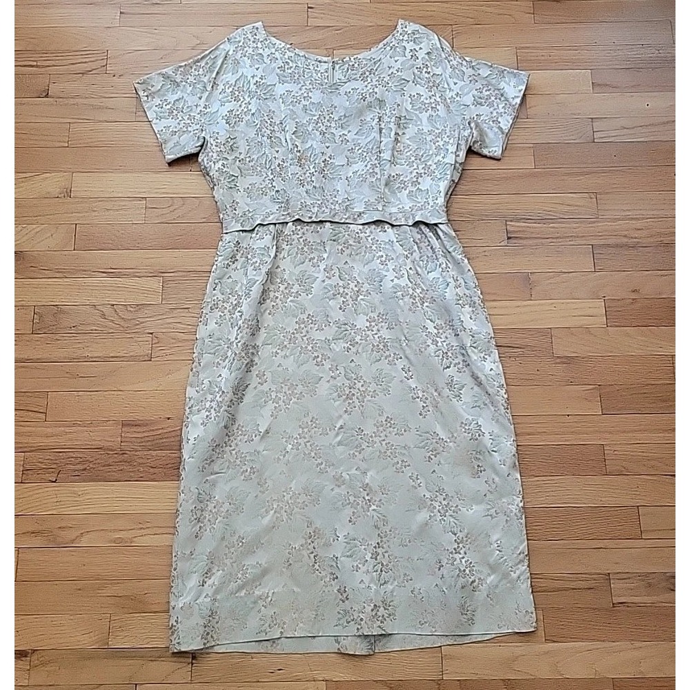 Robinsons California Bettermade Brocade Sheath Dress 14 Vintage‎ Champagne Chic